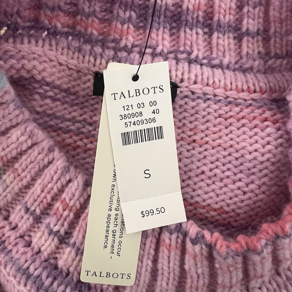 Talbots Space Dye Chunky Knit Sweater Size Small NWT Chevron Stitch Mock Neck - Picture 9 of 11